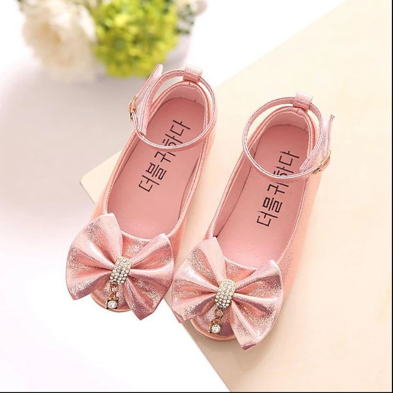 New Flowers Children Girls Kids Baby Wedding Party Princess Leather Shoes For Girls Mary Janes Single Silver Dress Shoes 2024