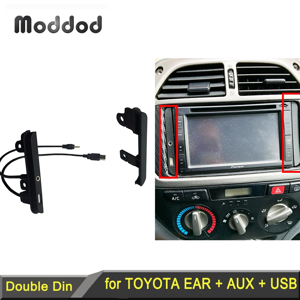 Kit de tableau de bord Double 2 Din pour véhicules Toyota Scion, avec Port AUX + USB, Installation Radio, garniture latérale, plaque de cadre de