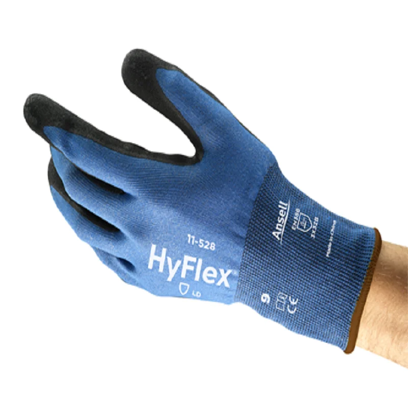 HyFlex Ansell®Anti luvas do corte, proteção mecânica, palma revestida pela espuma, nitrilo, 11-528, 144 pares