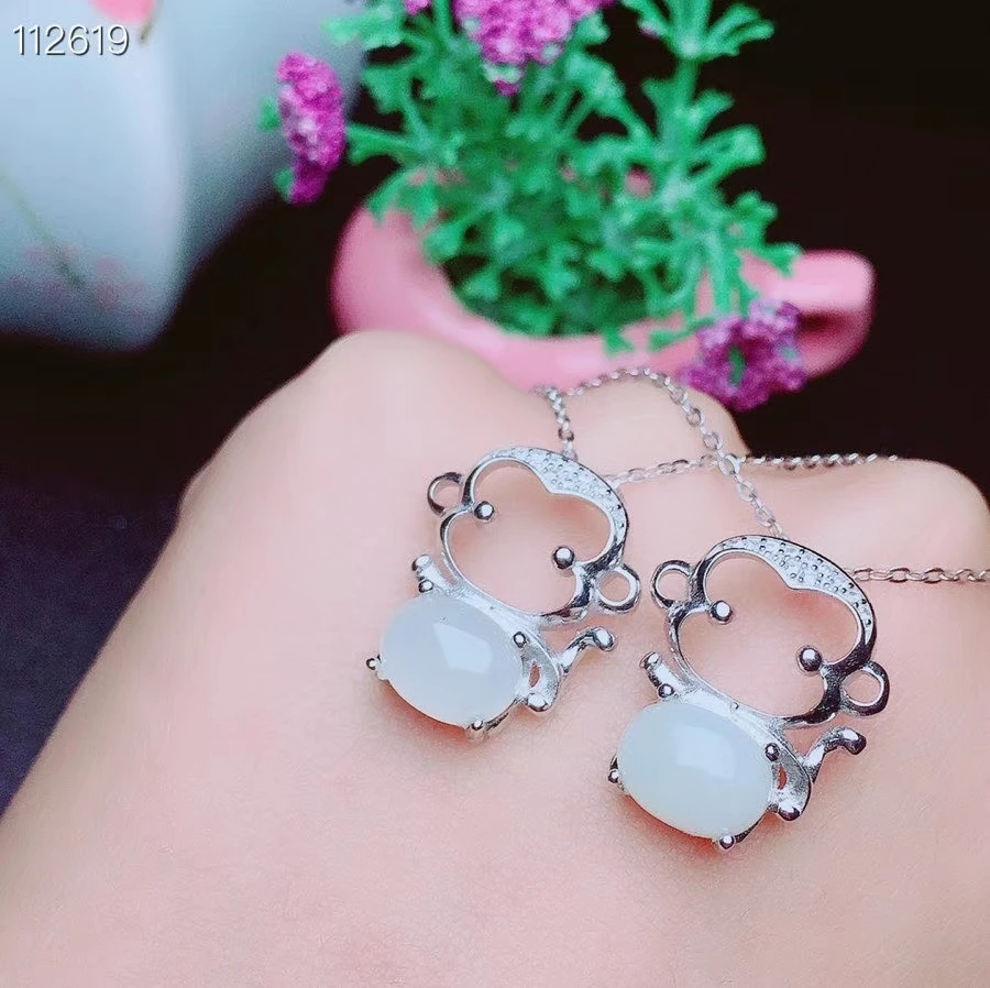 KJJEAXCMY fine jewelry natural white jade 925 sterling silver new women pendant necklace support test luxury fashion
