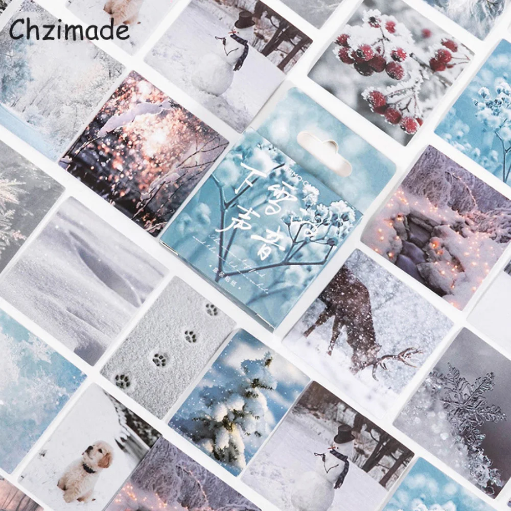 Chzimade 46Pcs/pack Snow Landscape Scrapbooking Sticker Happy Planner Journal Diary Diy Decorative Label Sticker