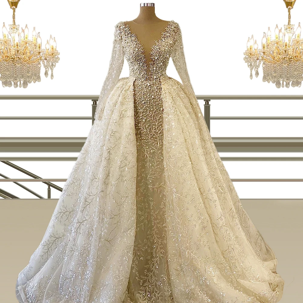 Abito da sposa Floria treno staccabile abito da festa nuziale abito da sposa di lusso Vestido De Novia per cerimonia di matrimonio romantica