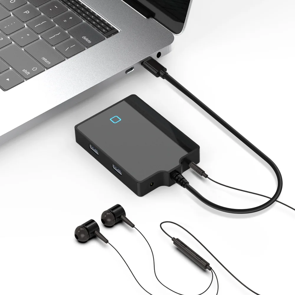 UTHAI-estación de acoplamiento tipo C, divisor con fuente de alimentación, concentrador USB de expansión seis en uno, Cable de Audio de 3,5 MM, VGA, HDMI, 4K