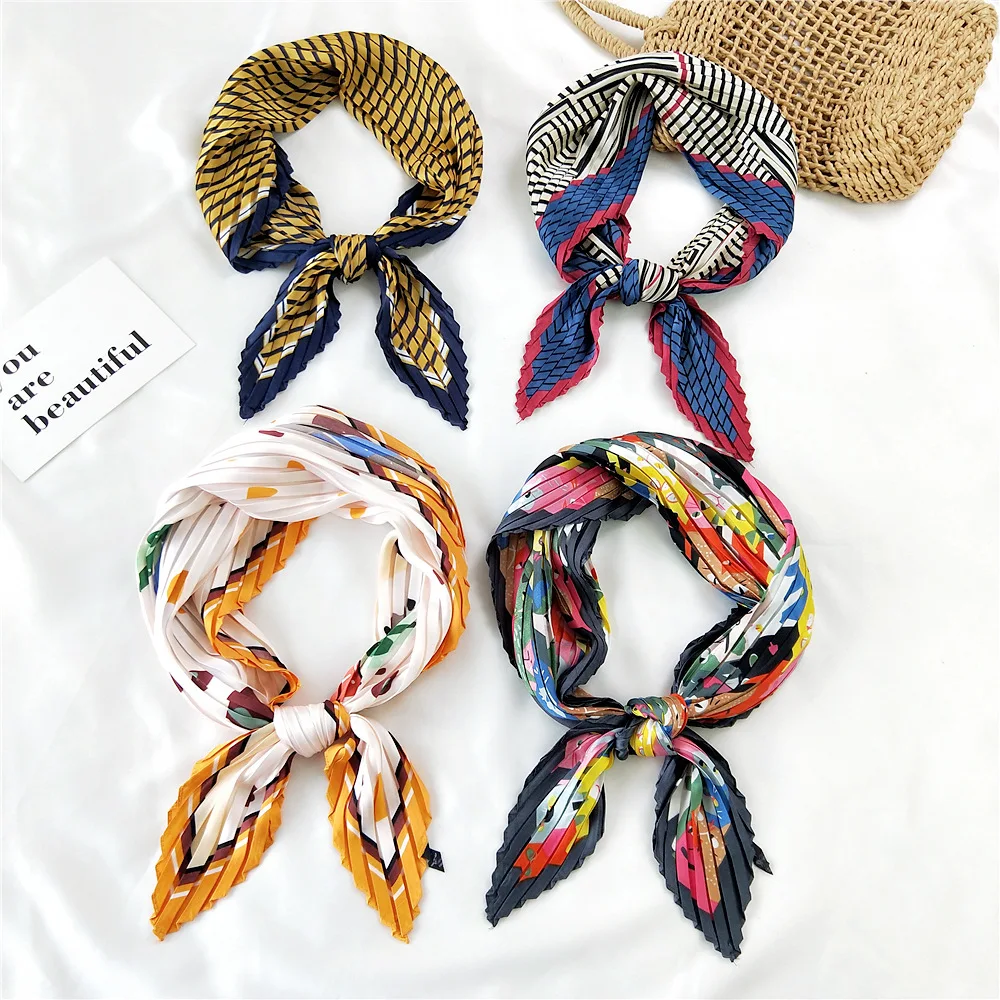 The New 70cm Fold Small Square Scarf Silk Scarf Women's Neck Guard Around the Neck Thin Scarf Sunscreen Gauze Collocation Shirt