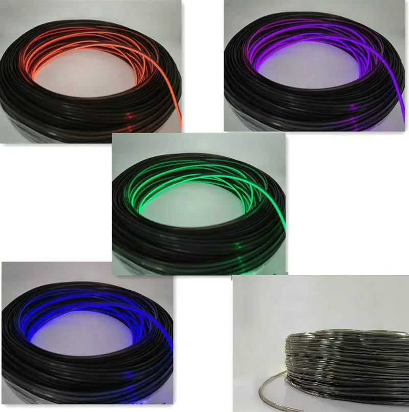 Falda Invisible tipo T de 3mm de diámetro, luz luminosa de fibra óptica con Cable de ala de falda para interior de coche, decoración de iluminación RGB