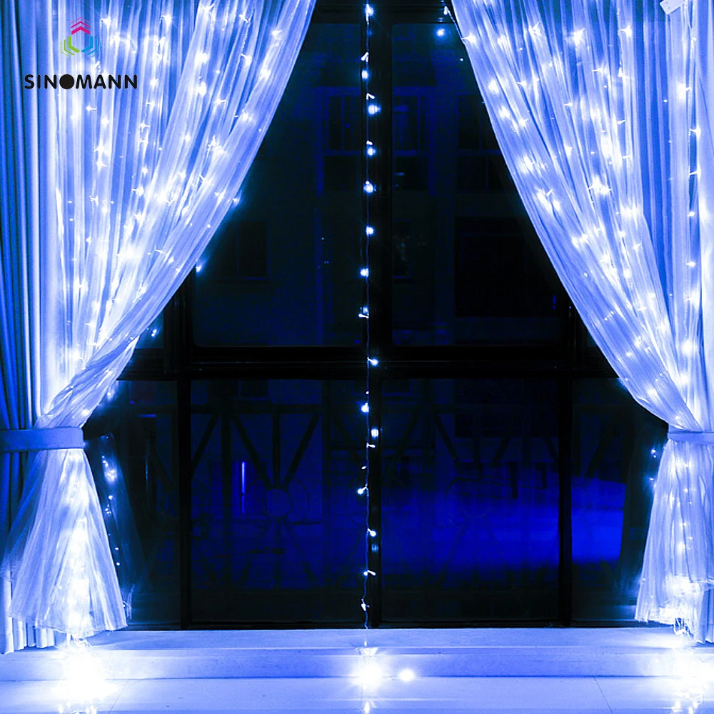 Imagem -05 - Led Casa ao ar Livre Férias Natal Decorativo Casamento Natal Corda de Fadas Cortina Guirlandas Tira Luzes Festa 6m x 3m 600