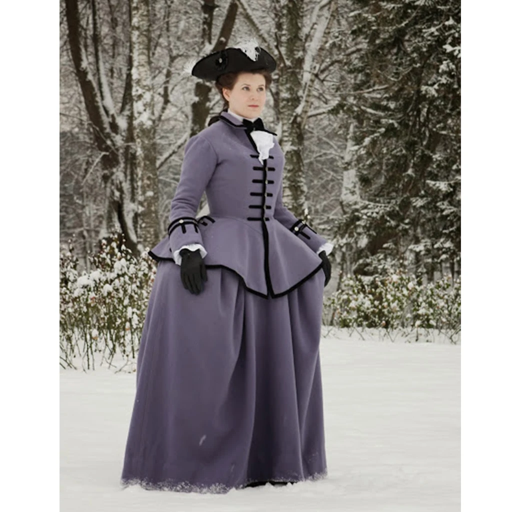 Cosplaydiy 18th Century Reproduction Women Riding Habit Cosplay Costume Georgian Wool Riding Habit Outfit Suit Custom Made L320