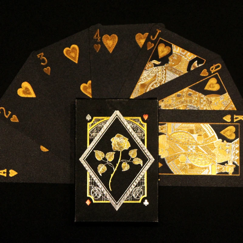 

2021 New Arrive Design Gold Foil Rose Package Poker Smooth Wear-Resistant 100%PVC Playing Card Magic Tricks Baccarat Gift