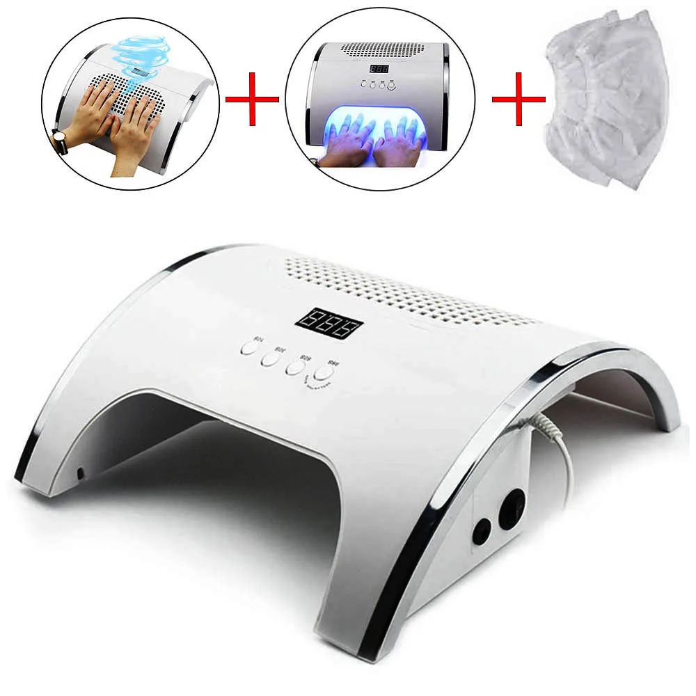 3-IN-1 Nail Lamp with Auto sensor Nail Dryer Powerful Nail Dust Collector Cleaner 80W Family Private Nail Salon Manicure