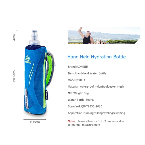 Imagen 2 del producto AONIJIE E908 500ml botella de agua de mano para correr soporte para hervidor bolsa de almacenamiento de muñeca paquete de hidratación Hydra combustible matraz blando maratón