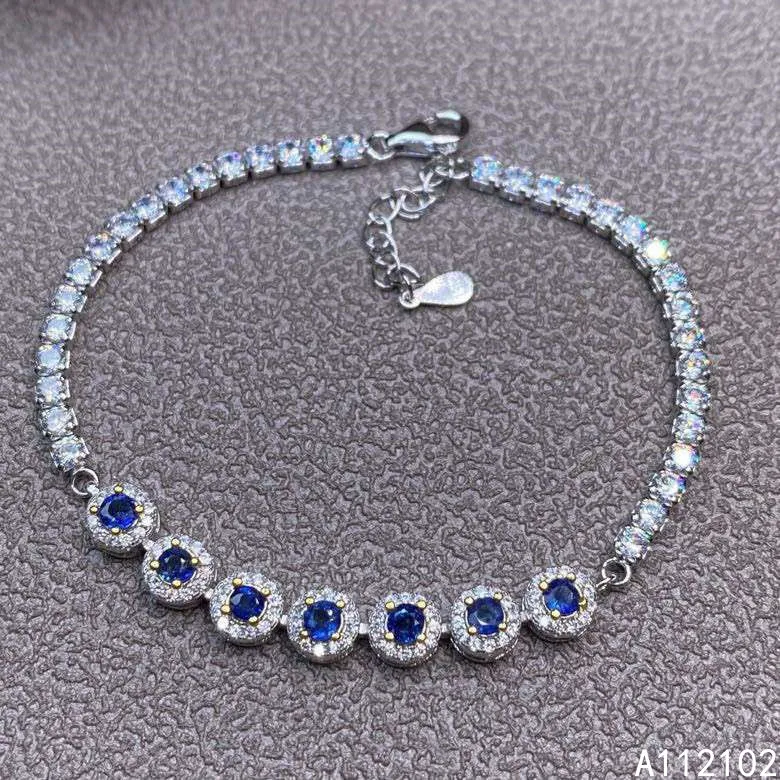 

KJJEAXCMY fine jewelry 925 sterling silver inlaid natural sapphire luxury girl new hand bracelet support test Chinese style