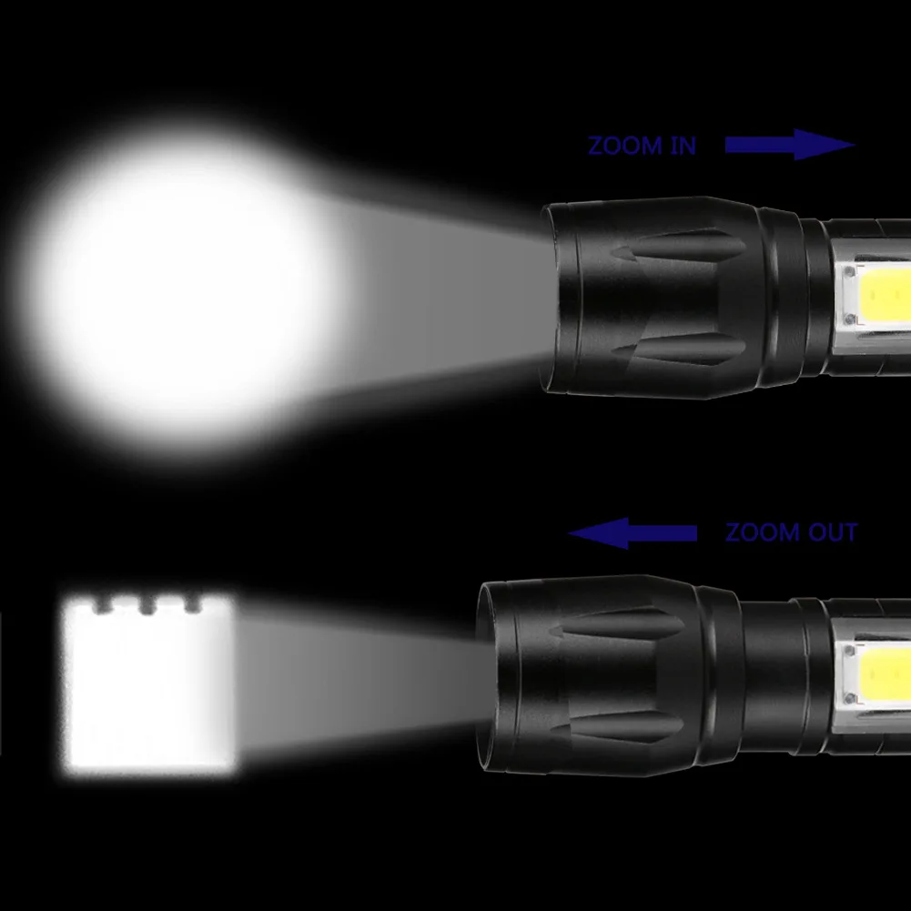 Torce a LED USB ricaricabili sufor luminose, torcia da campeggio, torcia da pesca notturna, torcia portatile, imformeabile, for esterni, escursioni, campeggio