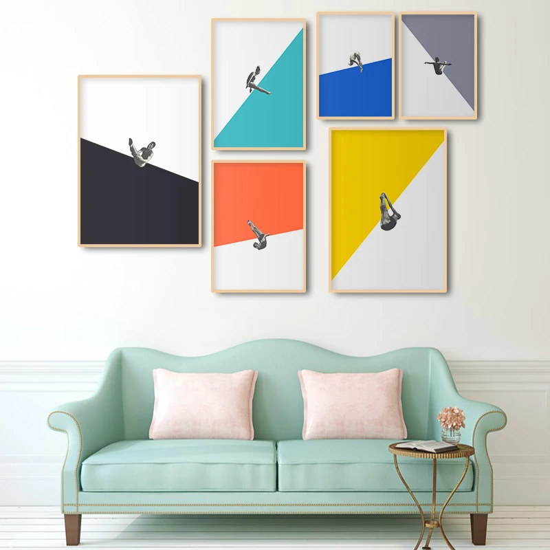 Nordic Style Poster Minimalist Canvas Painting Diving Prints Wall Art Painting Wall Picture for Living Room Game Room Decor