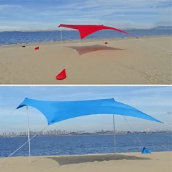 4,2 x 4,2 m 3,2 x 3,2 m, duży namiot plażowy z biegunem, przenośny rodzinny namiot plażowy z lycry, osłona przeciwsłoneczna, parasol przeciwsłoneczny, baldachim, parasol, parasol