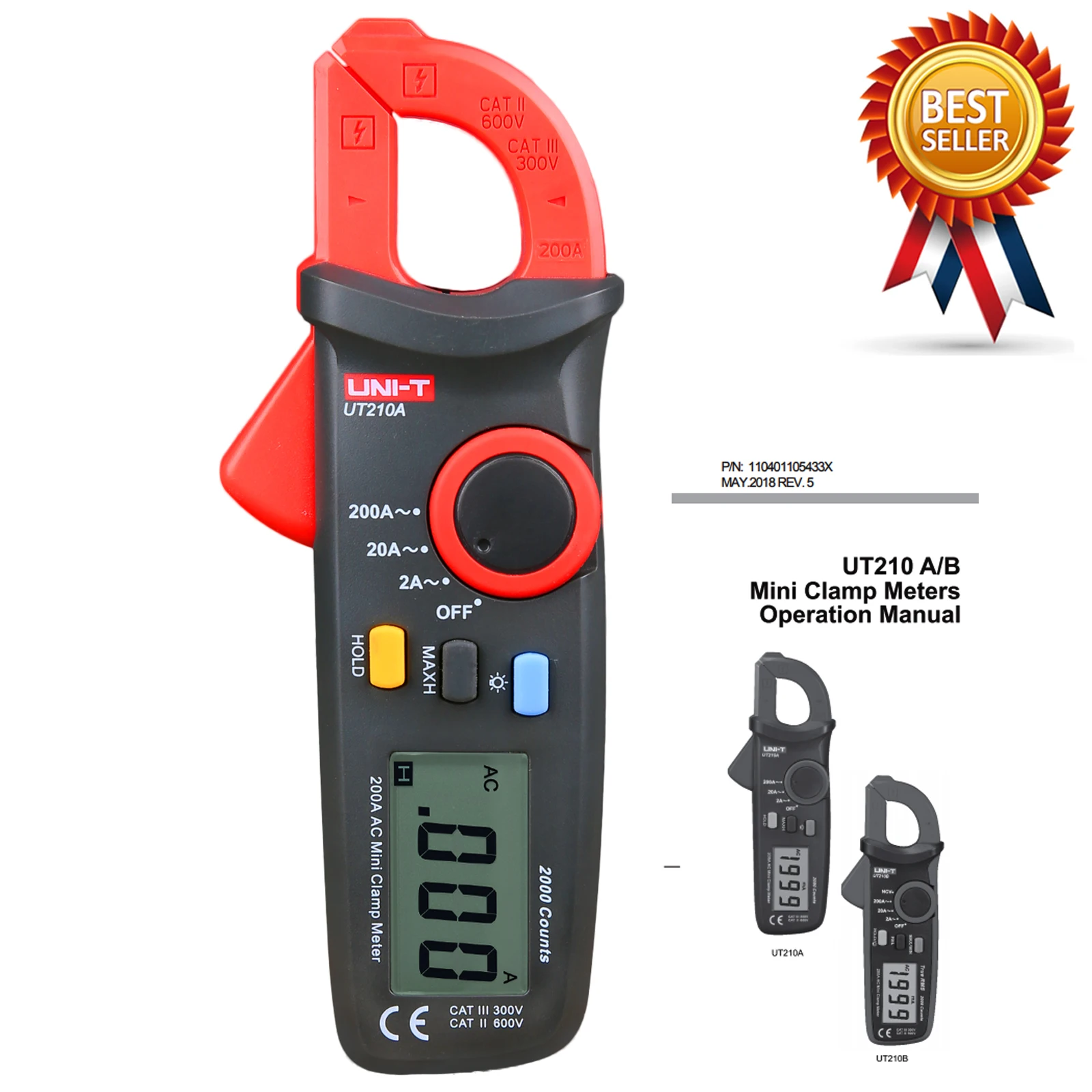 UNI-T UT210A 200A 2000 Conuts Mini LCD Electrical Professional Multifunction High Sensitivity Leakage Current Clamp Meters