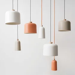 Hot Nordic Pendant Light Led Simple Solid Wood Hanging Suspension Bar Table Restaurant Office Creative Macaron Indoor Decor Lamp