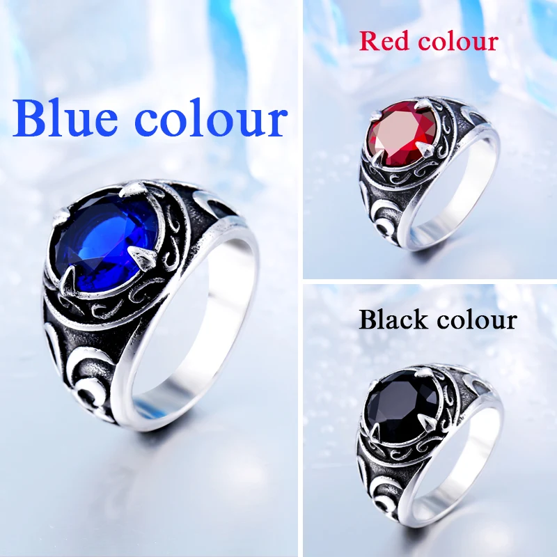 Steel soldier New Arrival blue stone Fashion Stainless Steel Jewelry exquisite titanium steel men ring