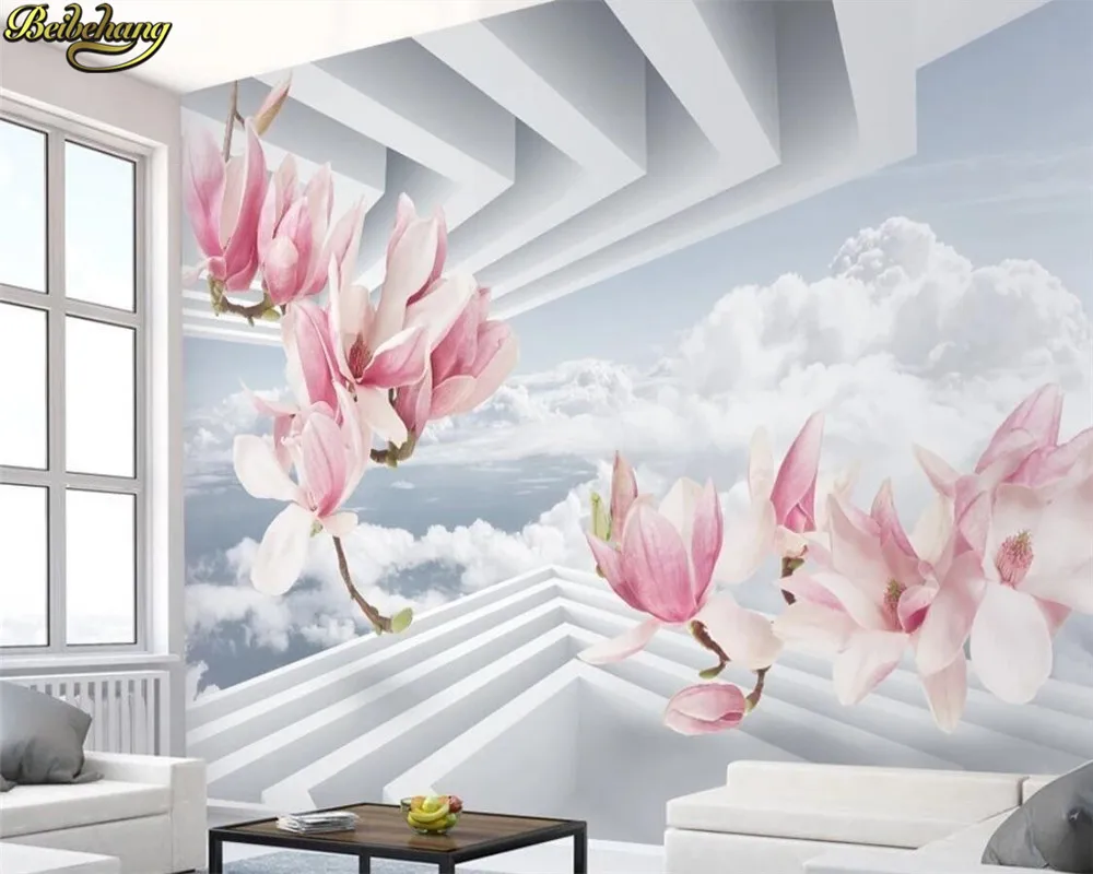 

beibehang papel de parede Custom wall paper mural 3d stereo magnolia cloud abstract space tv background wall 3d wallpaper