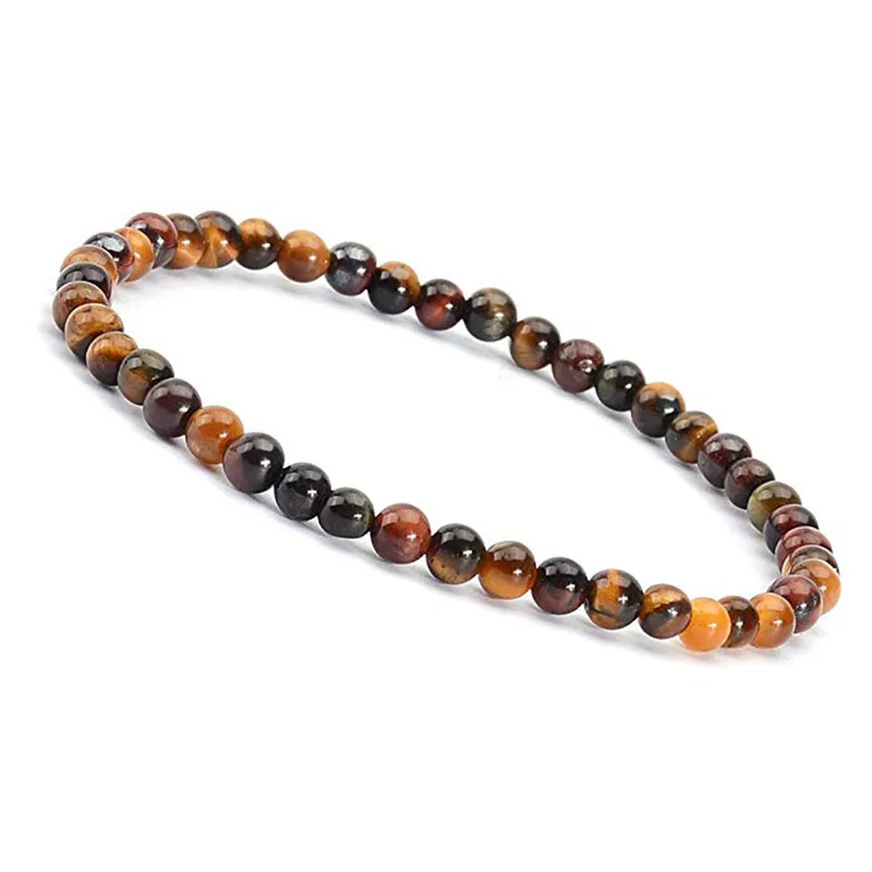 Fashion Vintage Beaded Choker Necklace for Men 8mm Natural Tiger Eye Stone Beads Collares Chain Strand Necklace Yoga Jewelry