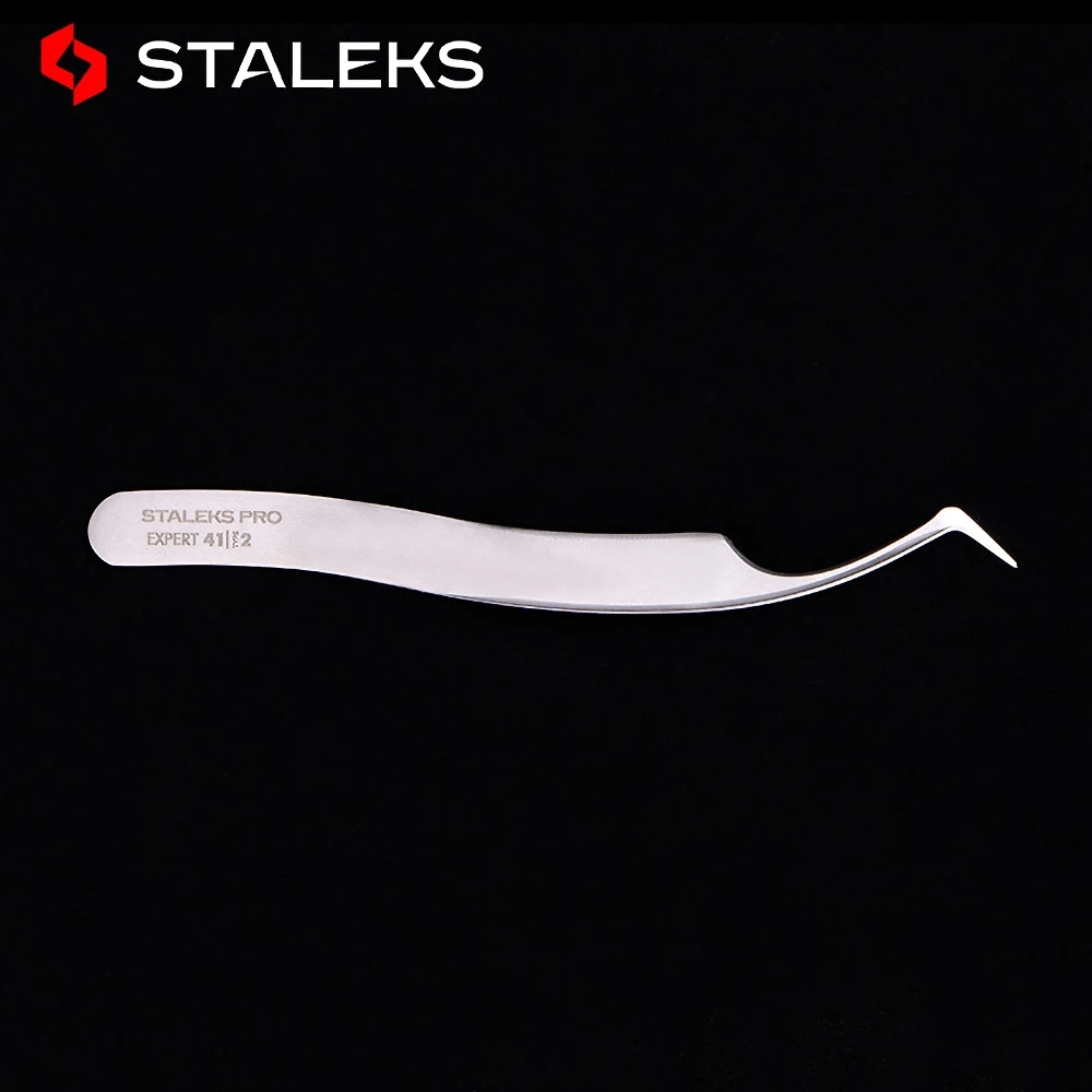 STALEKS PRO TE-41-2 Tweezers Grafting Eyelashes Blooming Anti Static High Precise Hyper Fine AISI 420 Steel