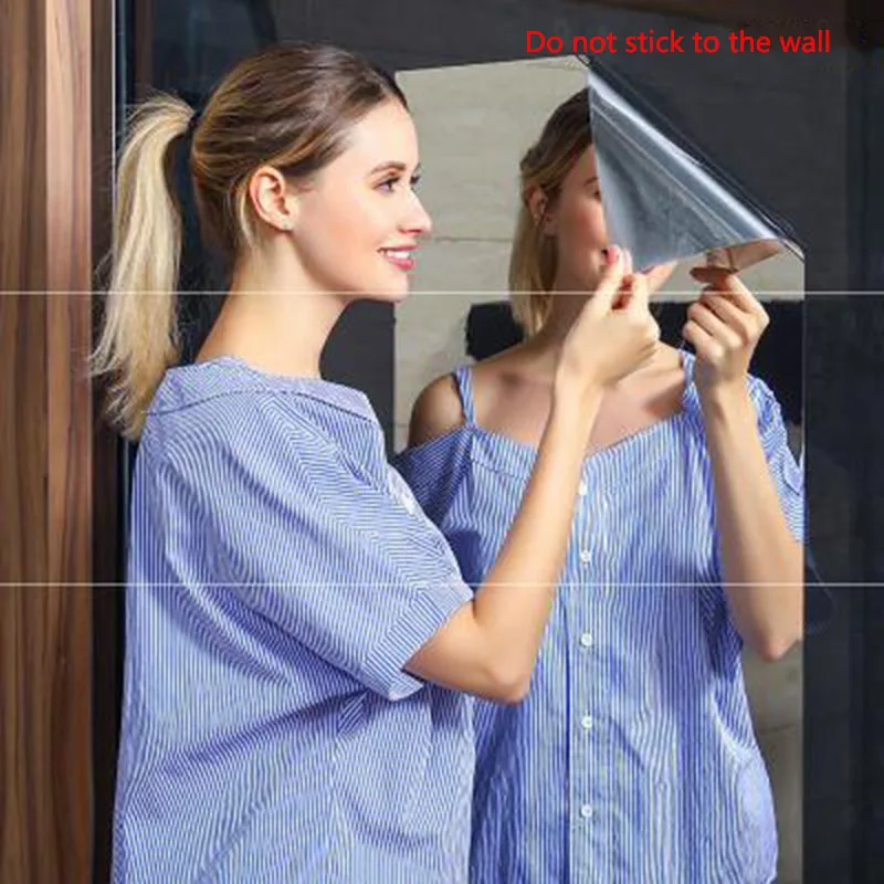 

Wallpaper Home Bathroom Decor Wall Mirror Self Adhesive Small Size Sticker Whole Body Soft Surface Dressing Shoes Cabinet Door