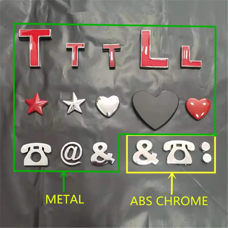 WL New 45 And 25mm 3D DIY Letters Alphabet Emblem Chrome And Red Car Sticker Digital Badge Logo  Accessories Motorcycle