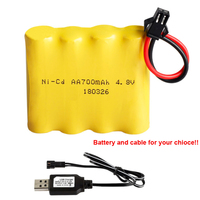 4.8V 700mAh AA NI-CD rechargeable battery pack and battery charger with SM connector