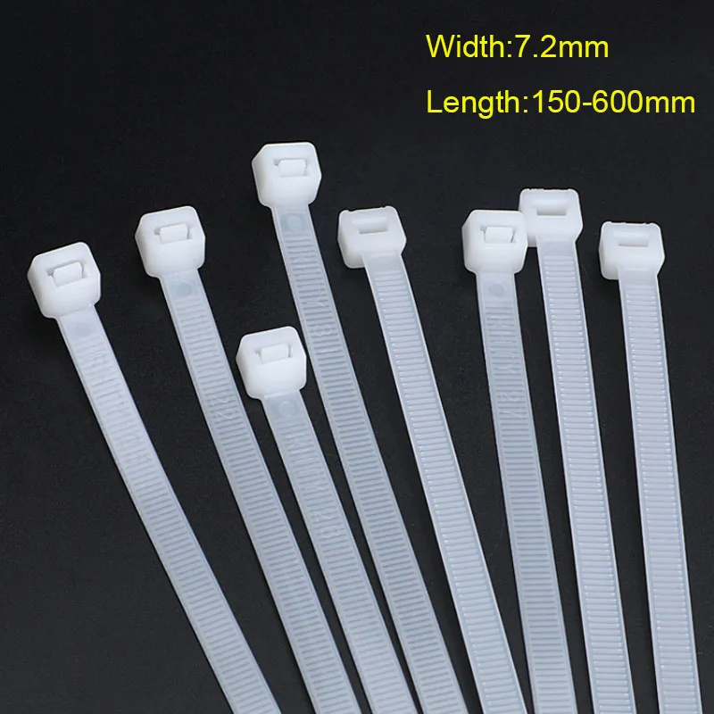 20Pcs 8*150 8*600 Self-Locking สายพลาสติกสีดำไนล่อน Wraps สายรัดแหวนยึดสีขาว