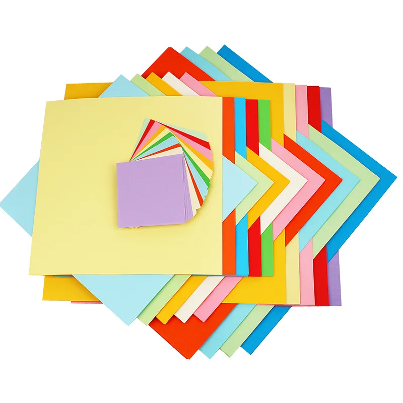 100 Sheets/Set Square Colored Paper Children\'s Origami Handmade Paper Kindergarten Kids Baby Paper-Cut Material Craft Toys