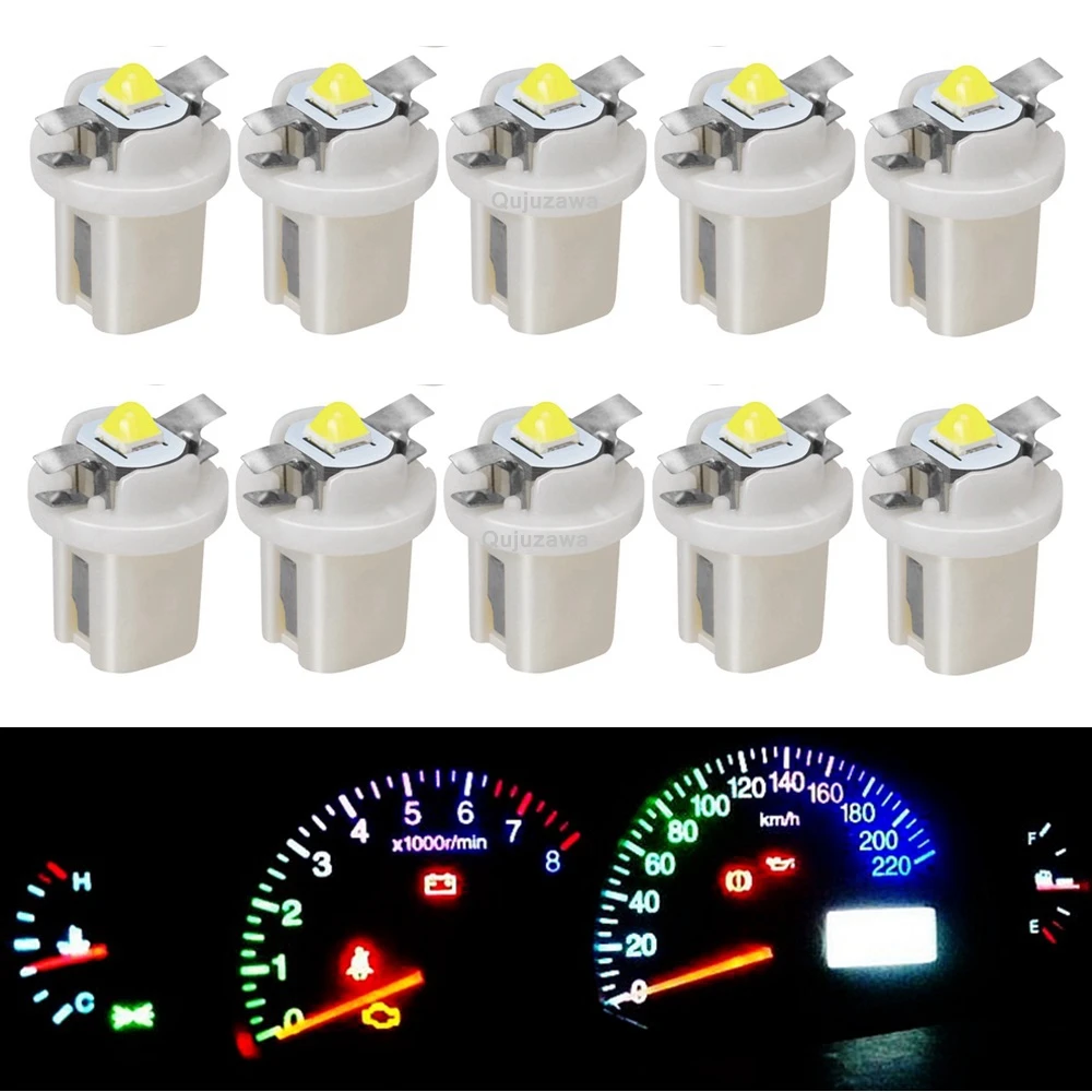 10pcs B8.5D LED Bulbs T5 8.5D B8.5 Super Bright Cree Chip Car Dashboard Warming Indicator Wedge Lamps Auto Instrument Lights 12V