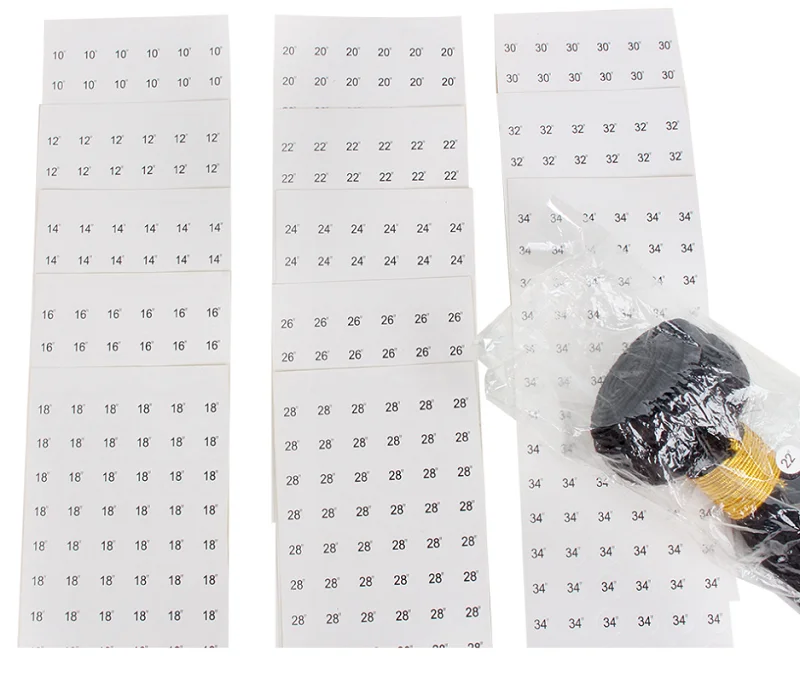 10mm round paper size sticker wig hair extension bundle tagging sizing stickers 10