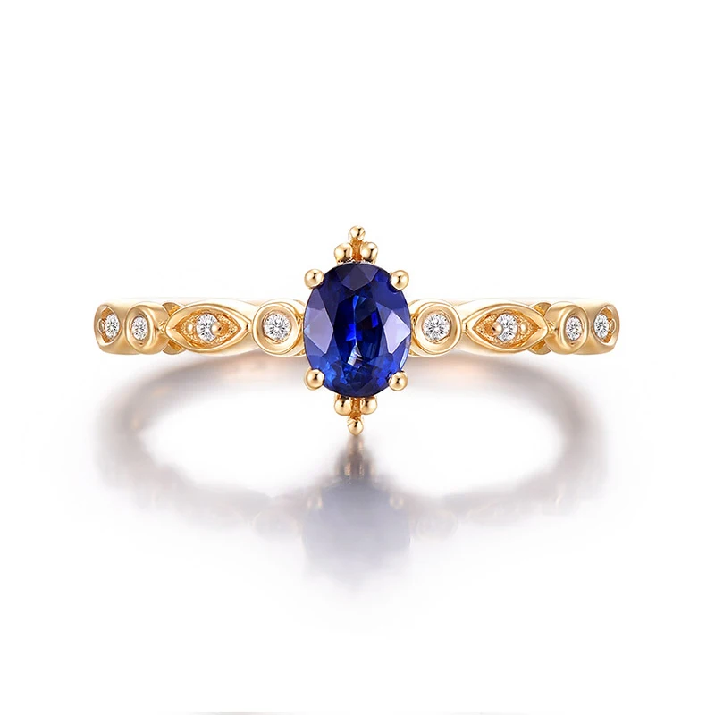 ENZO Natural sapphire 18K Pure Gold 2023 New Hot Selling Top Ring Women Heart Shape Ring  For Ladies  Woman Genuine Jewelry