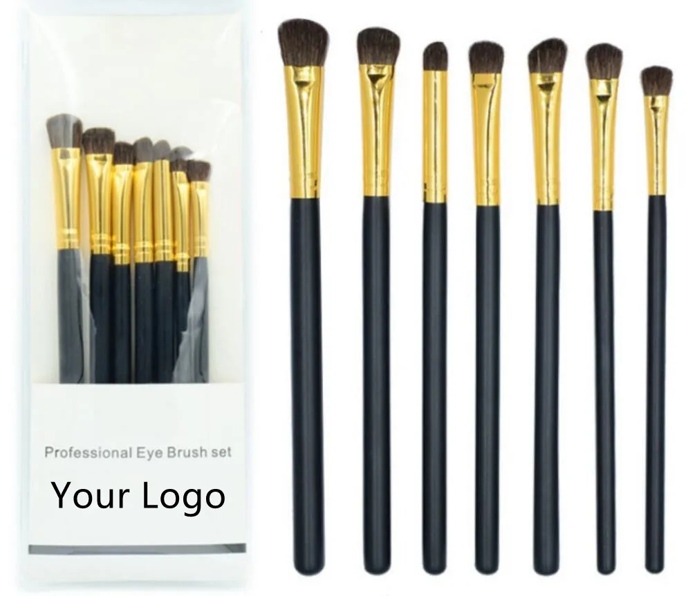 20psets/lot Makeup Brushes Wholesale With Free Logo Eye Shadow Brush Set Private Label 7pcs Horse Hair Makeup Tools