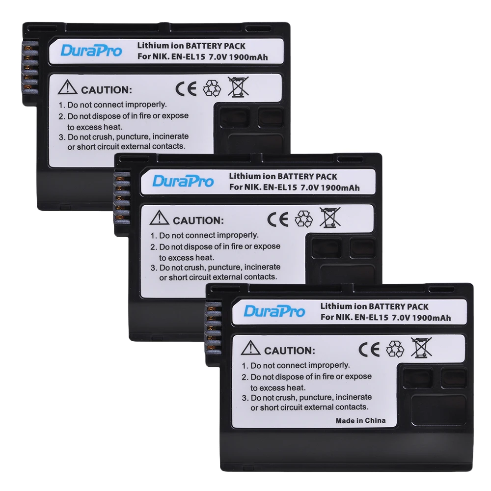 

DuraPro 1900mAH EN-EL15 EN EL15 Digital Camera Battery For Nikon D600 D610 D600E D800 D800E D810 D7000 D7100 d750 V1 MH-25