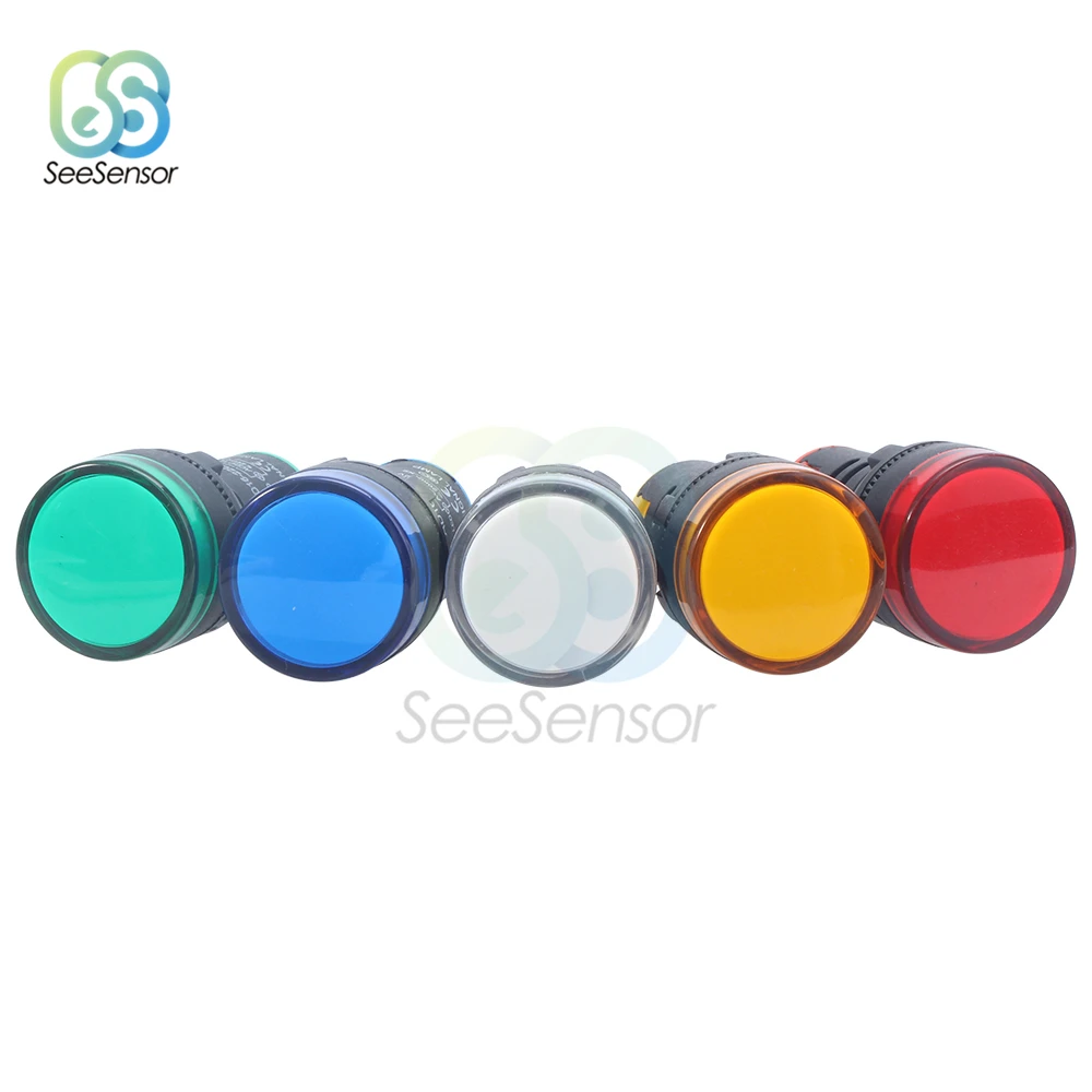 1 pz 12V 24V 110V 220V 380V 22mm montaggio a pannello LED indicatore di potenza lampada spia di segnalazione pilota