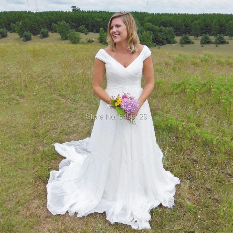 

2021 Off The Shoulder Plus Size Country Wedding Dresses With Ruffles Sweep Train Backless Tulle Customize Wedding Bridal Gowns