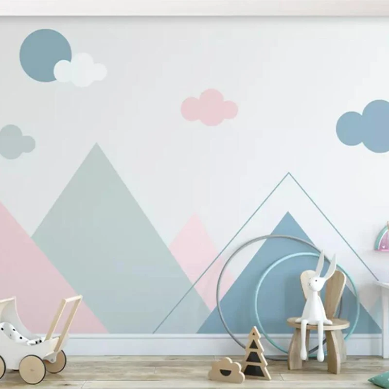 Custom Photo Wallpaper Modern Simple Nordic Style INS Clouds 3D Cartoon Mural Children's Bedroom Background Wall Sticker Fresco