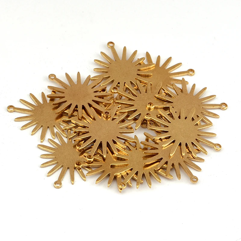 20pcs Brass Double Hanging Glossy Sun Flower Small Sun Charm Pendant DIY Bracelet Necklace Accessories