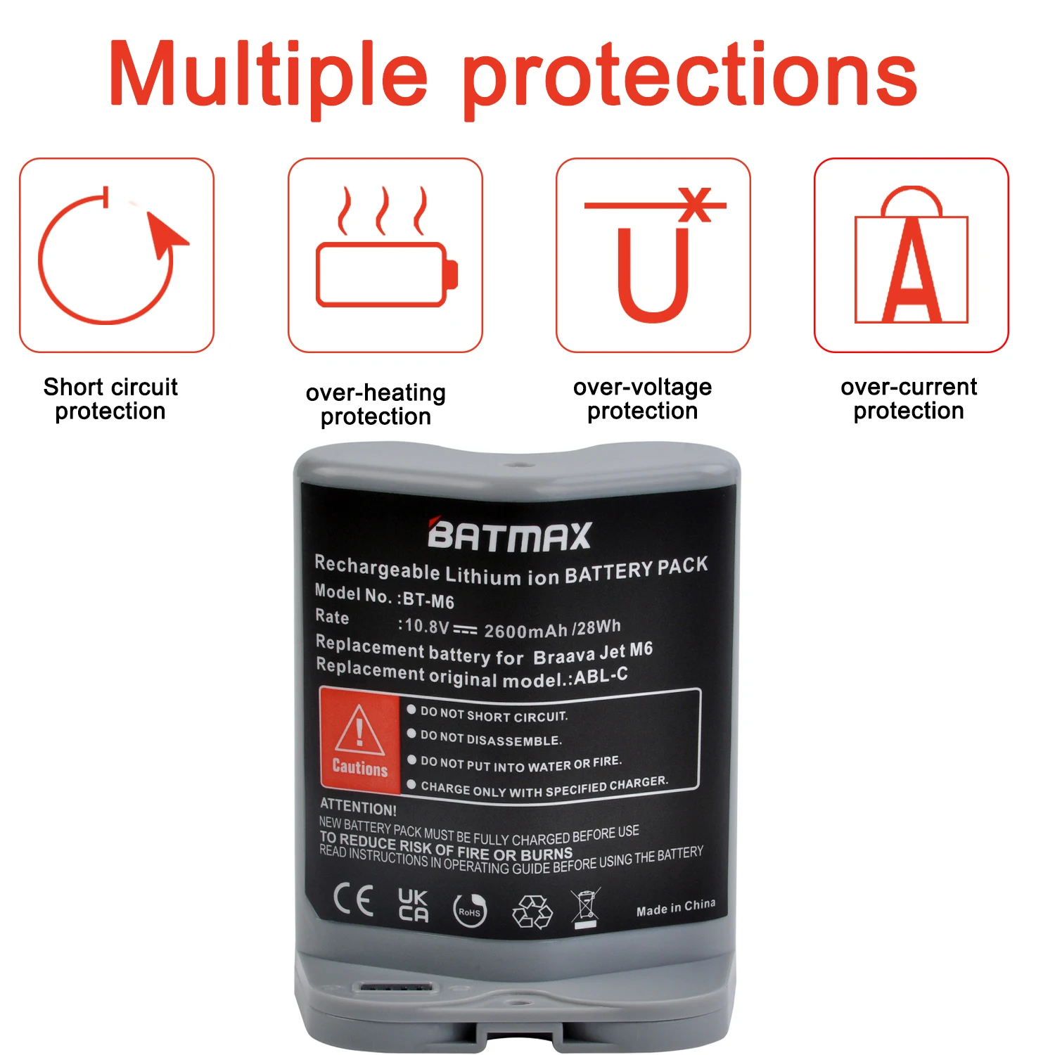 Batería de iones de litio 28Wh para iRobot Braava Jet M6 (6110) Ultimate Robot Mop