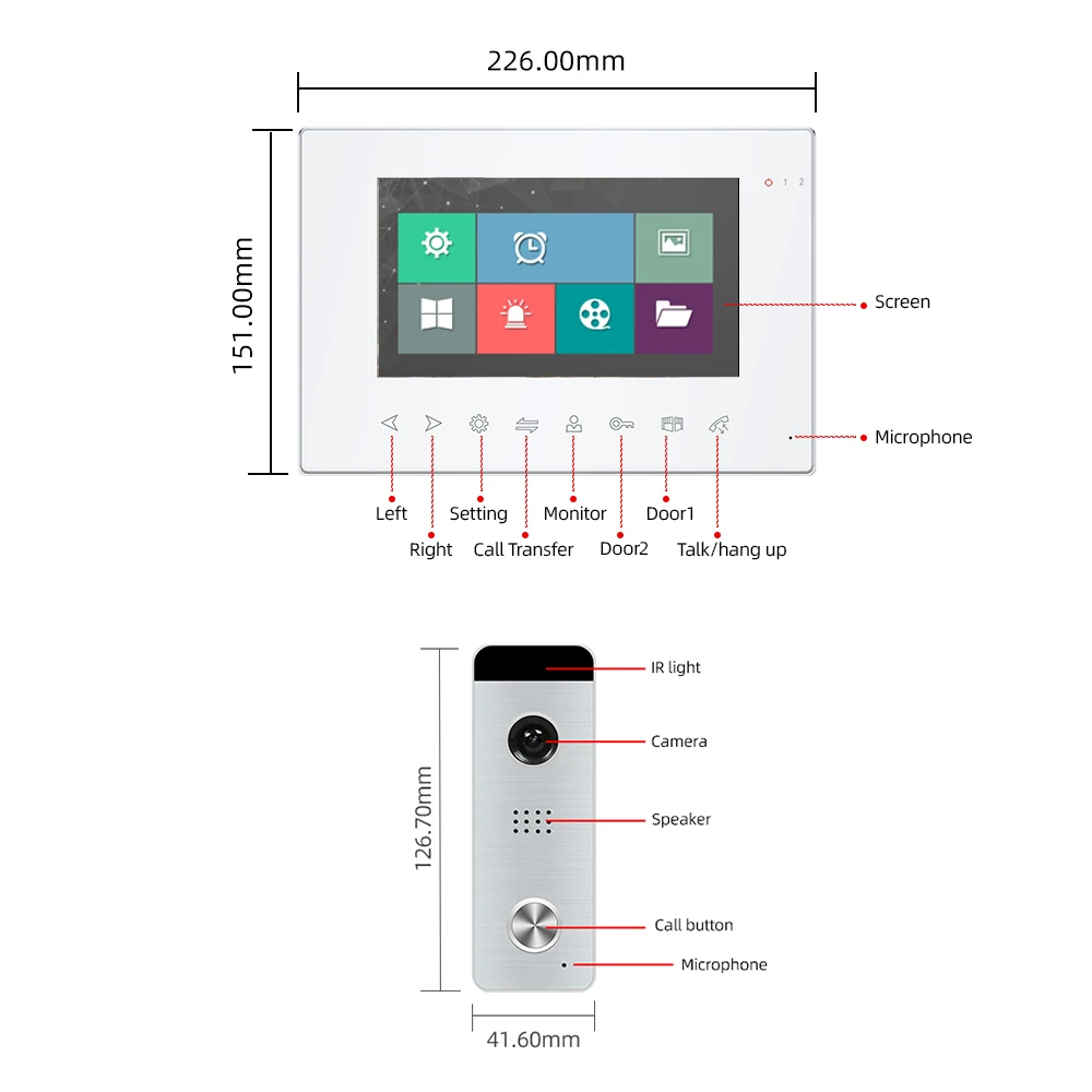 Video Intercom für Home 4 Draht Tuya HD Indoor Monitor Motion Erkennung Türklingel mit Kamera One-Key-Entriegelung