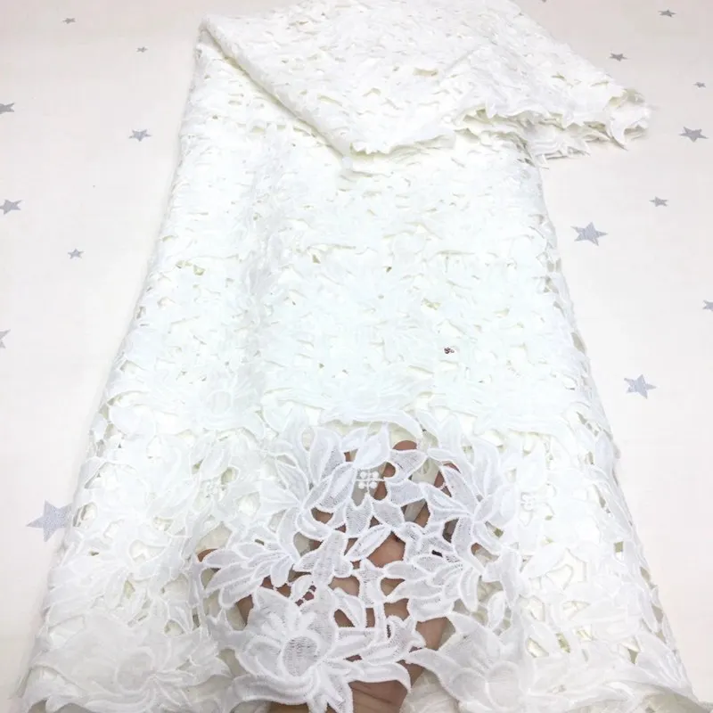 

Latest Lace Fabric High Quality Nigeria Cord Lace Fabric African Guipure Cord Water Soluble Lace For Wedding Party ML8901