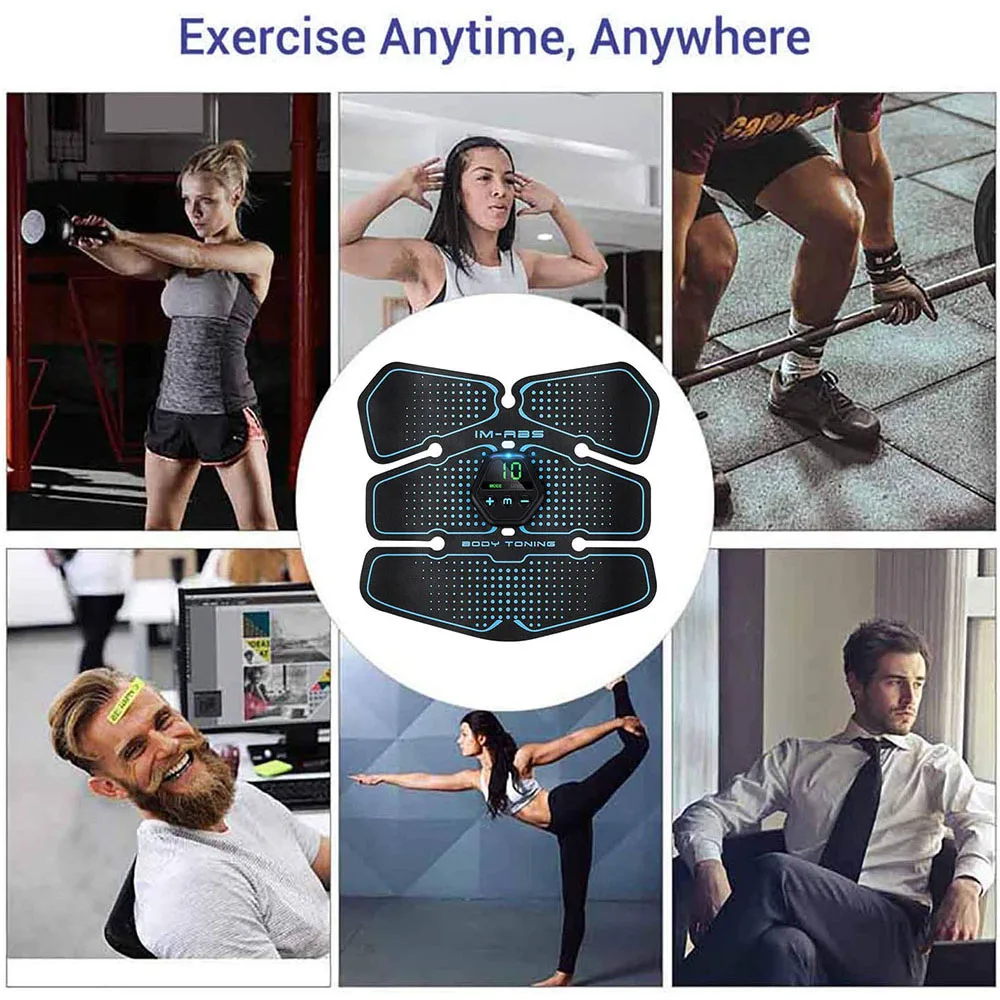 Abdominal Muscle Stimulator Trainer EMS Abs Fitness Equipment Training Gear Muscles Electrostimulator Toner Exercise At Home Gym