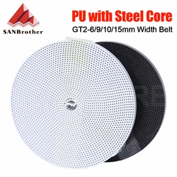 GT2เข็มขัด PU เหล็ก Core GT2เข็มขัด2GT เข็มขัดกว้าง6มม.10มม.9/15มม.สำหรับ3D ชิ้นส่วนเครื่องพิมพ์ Anti-สวมใส่สายพานเปิด