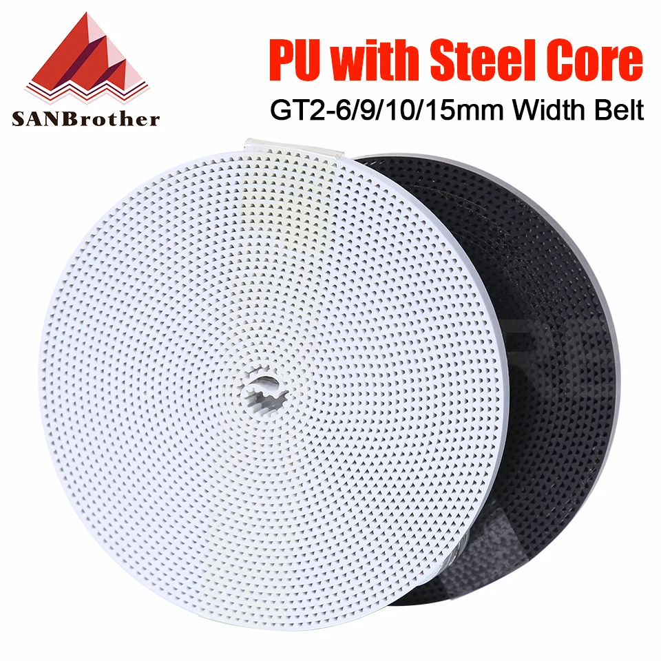 Pasek GT2 PU ze stalowym rdzeniem Pasek GT2 2GT Szerokość paska rozrządu 6 mm 10 mm 9/15 mm do części drukarek 3D Wzmocnienie przeciwzużyciowe otwartego paska