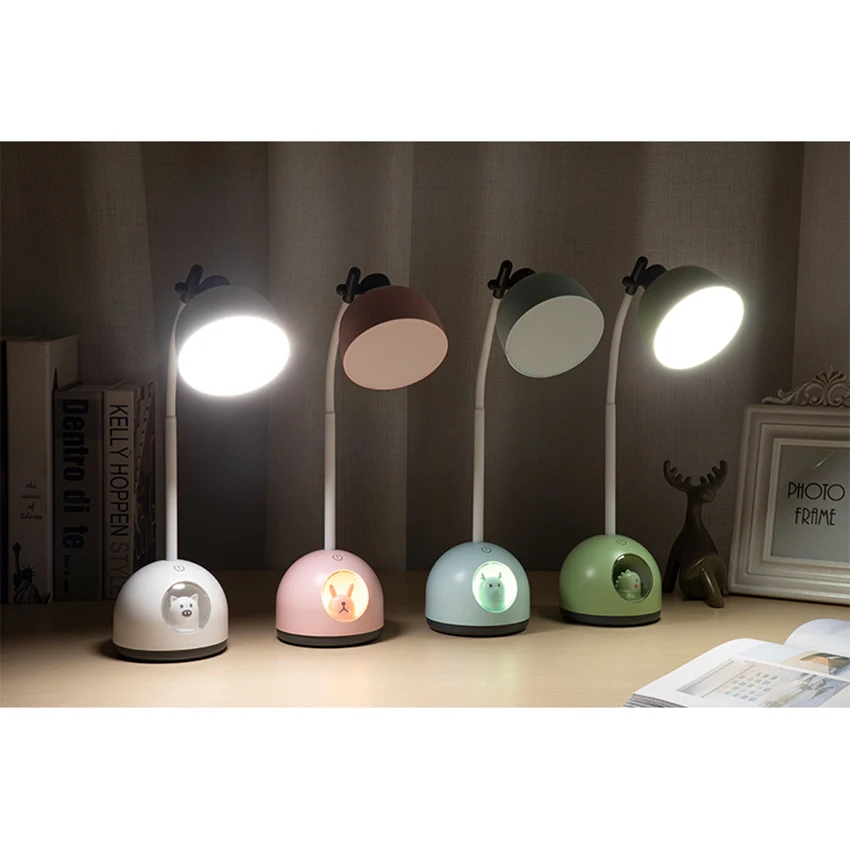 Lampe de bureau LED à intensité variable avec port de chargement USB, lampes de table Cartoon, contrôle tactile, 3 modes de document, soin des yeux