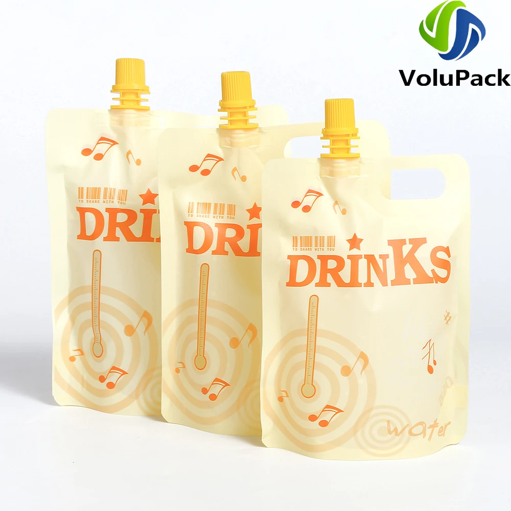 Recyclable Plastic Beverage Packaging Bags Colorful Stand Up Spout Pouches 50pcs Outdoor Juice Coffee Storage Bags W/Free Funnel