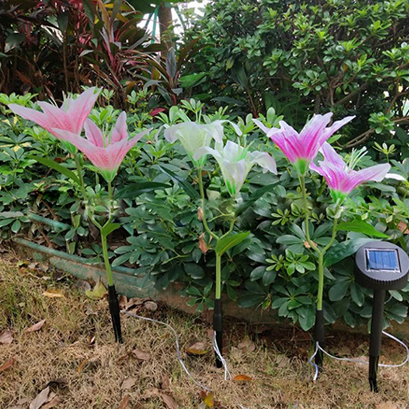 태양 정원 빛 꽃 잔디 빛 꽃 여러 가지 빛깔의 조합 LED 정원 장식 빛 어둠 속에서 빛나는 야외 램프