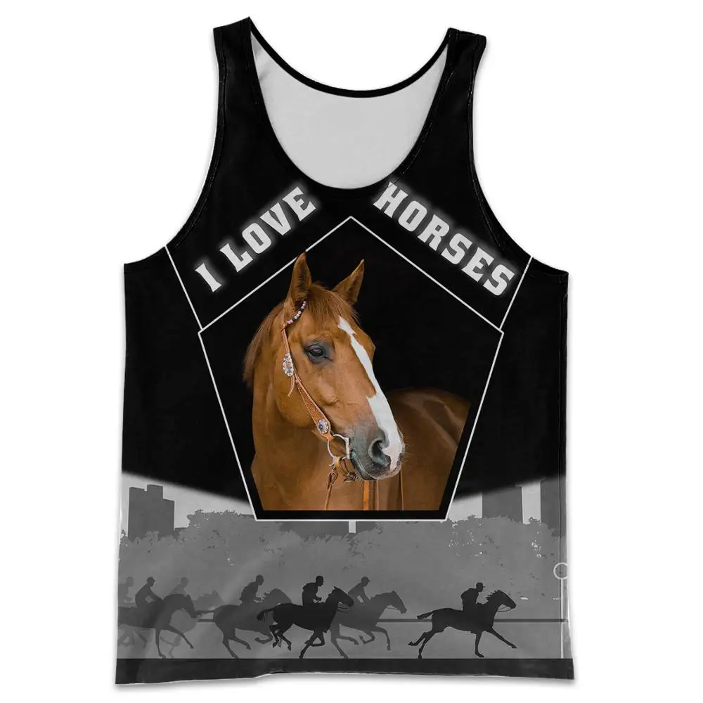 2025 summer Men vest 3D t shirt Beautiful Horse Art Printed Harajuku Sleeveless T-shirt Unisex Tank tops Wholesale