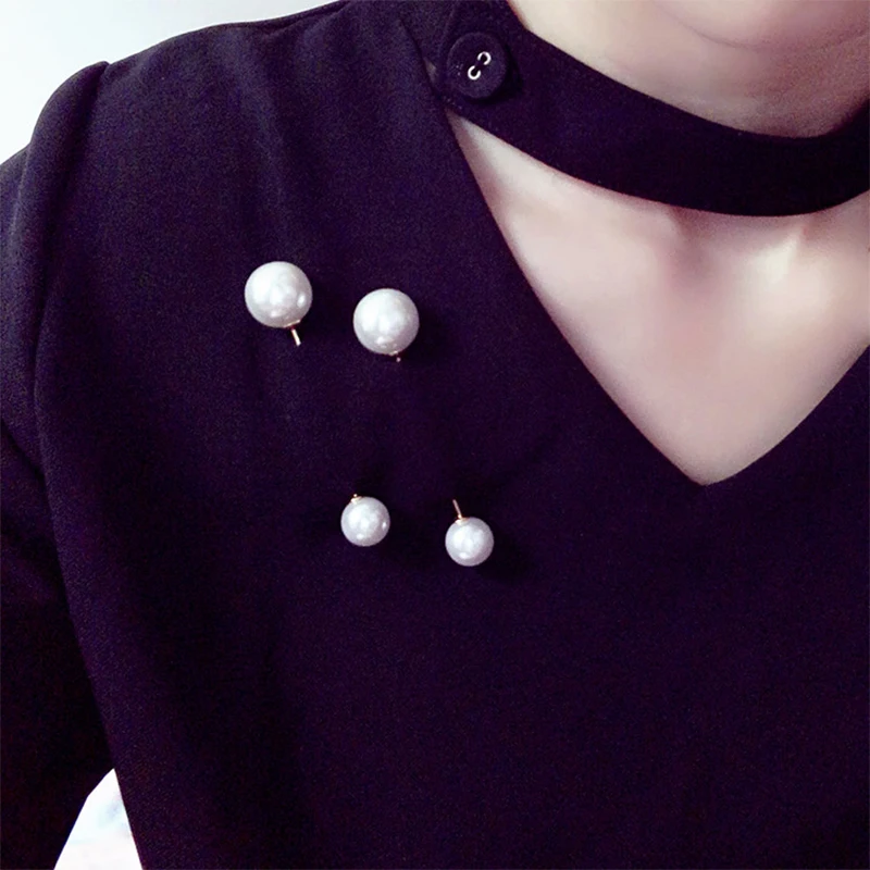 2020Fashion 1Pc Woman/Girl Imitation Pearl Brooch Classic Charm High Quality Accessories Simple Double Pearls Brooches All-match