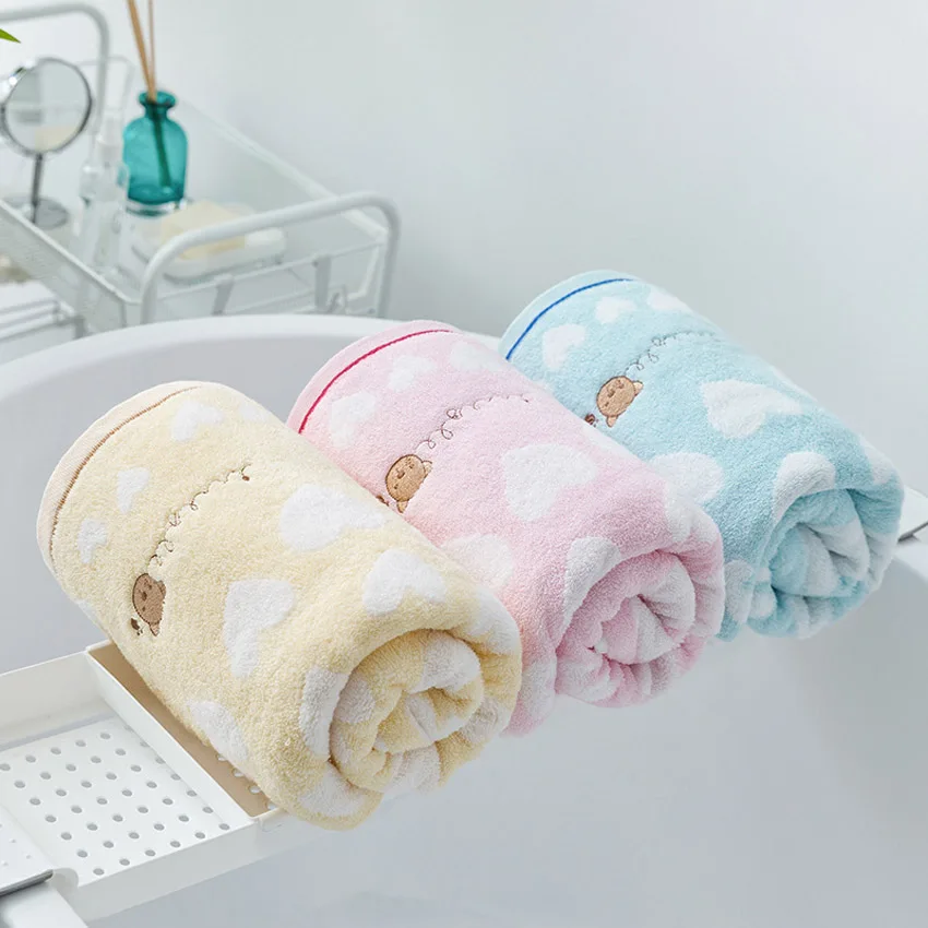 Pure Cotton Love Pattern Bath Towel Thicken Soft Hand Hair Towels Family Bathroom Hotel Adult Children Serviette De Bain